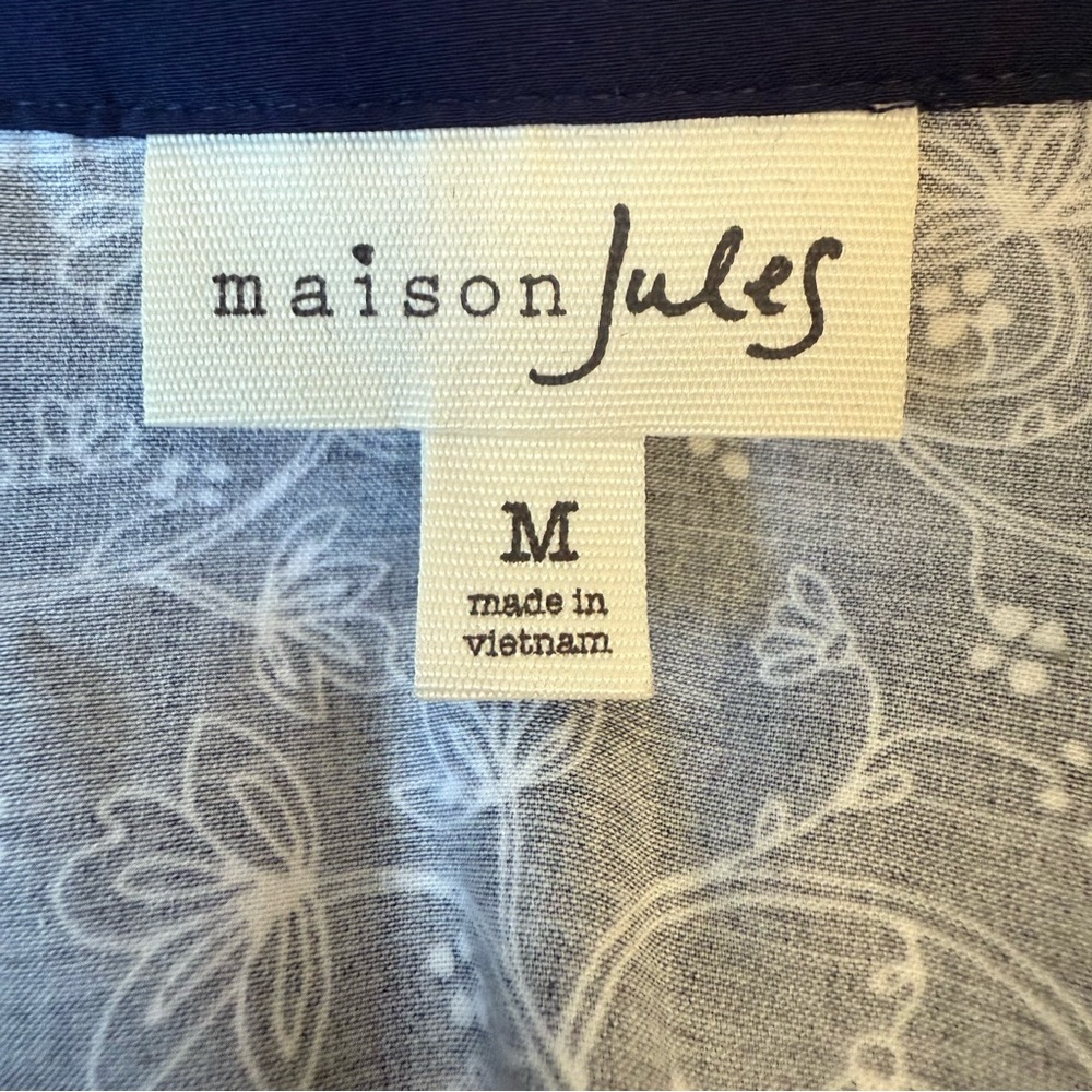 Maison Jules Sleevless Button Down Collared Flora… - image 5